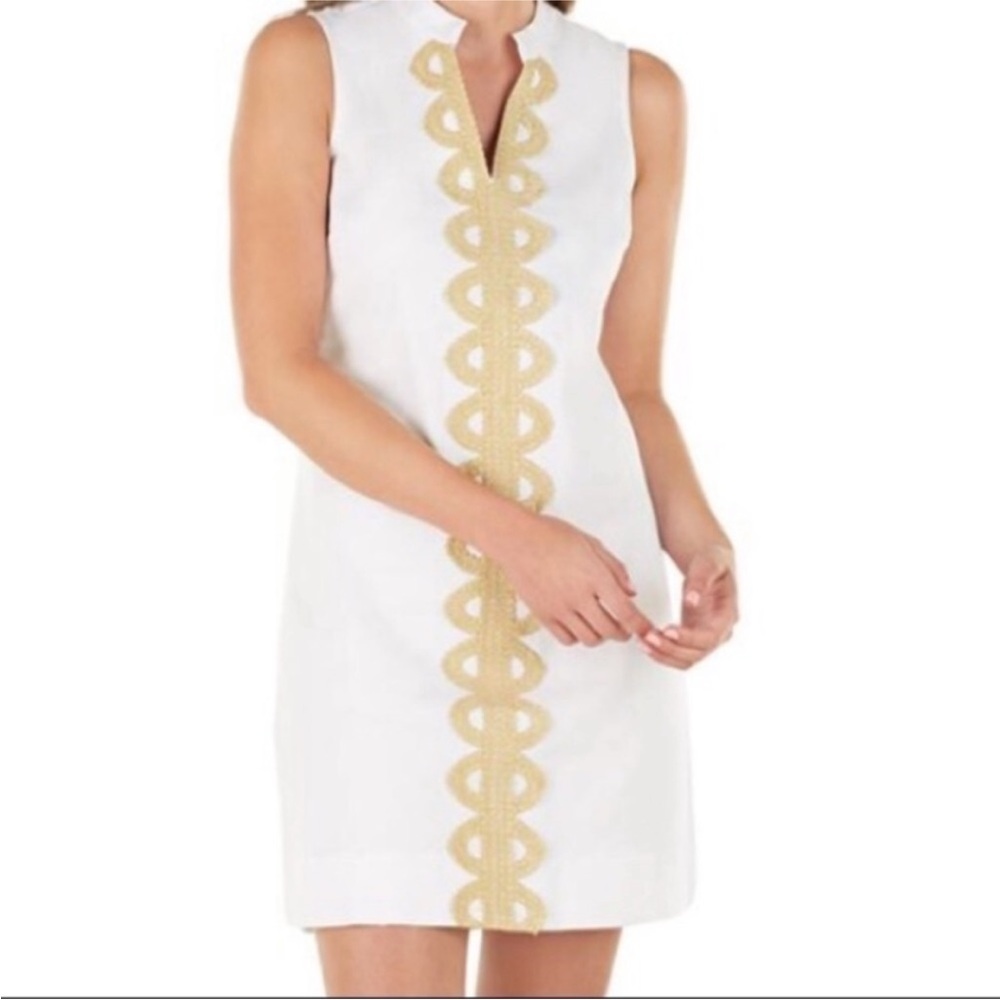 Mud Pie Gold & White Dress